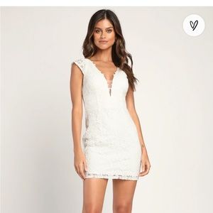 Lulus Back in Time White Lace Sleeveless Bodycon Mini Dress